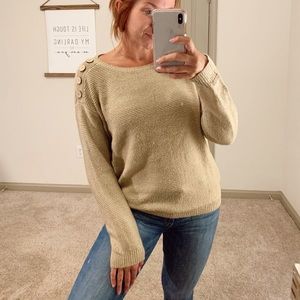 Gold Knit Sweater with Buttons